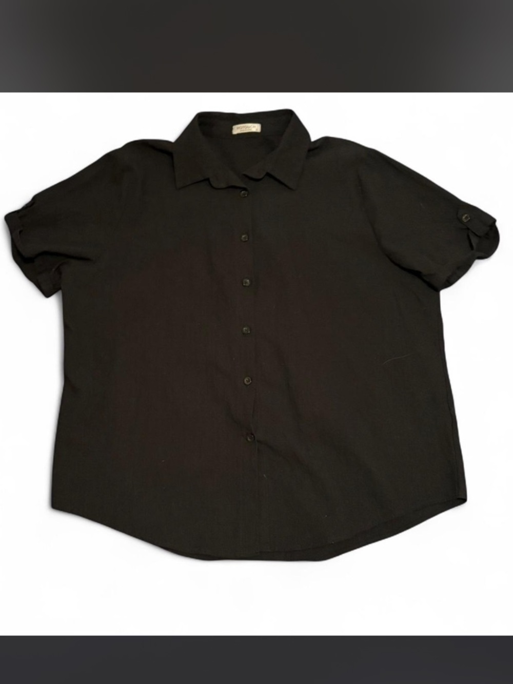Black Button-Up Short Sleeve Shirt